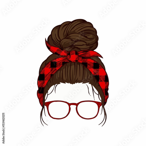 Christmas plaid messy bun 