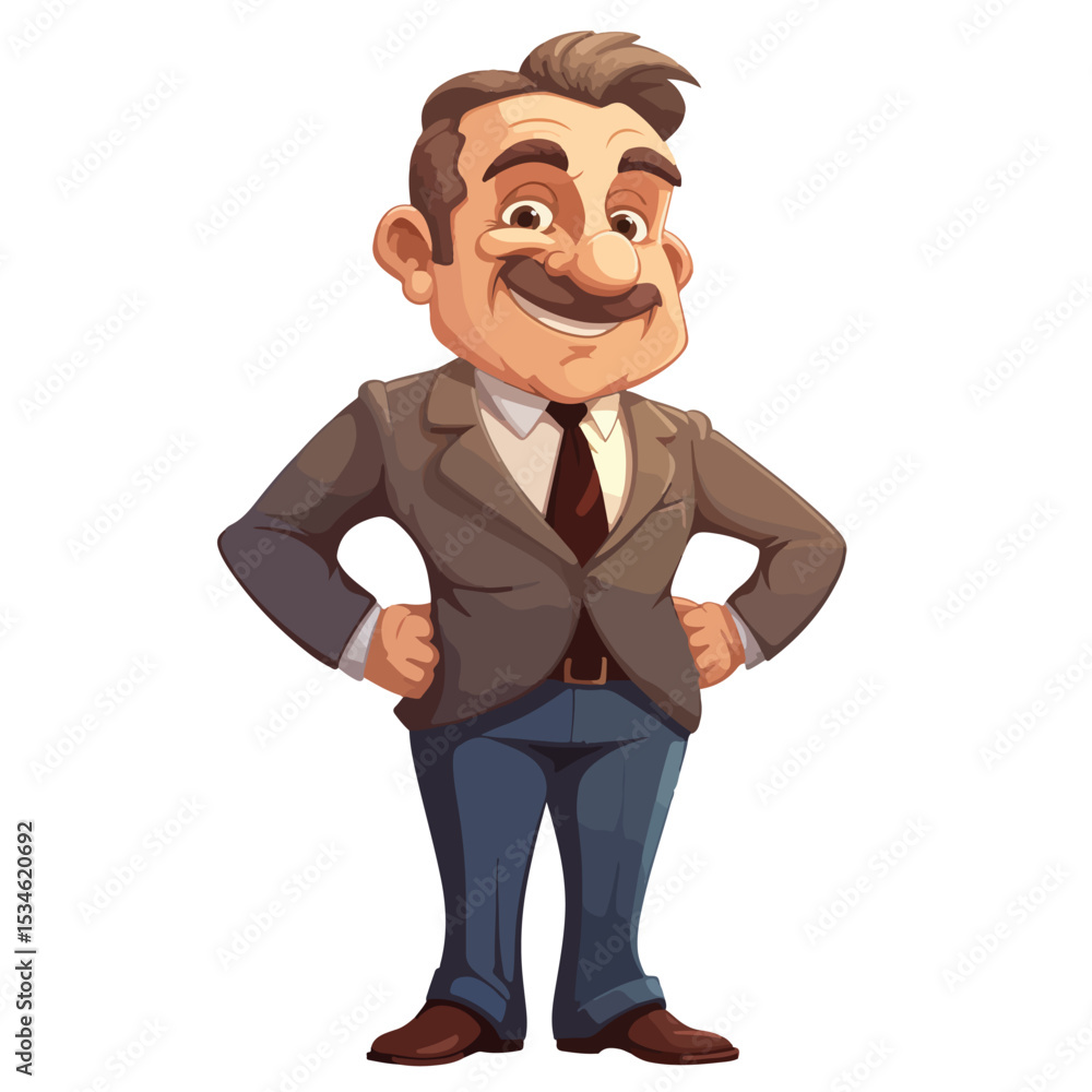 Cheerful Executive Businessman Cartoon Vector Illustration for Business Presentations and Marketing Materials Cheerful Executive Businessman Cartoon Vector Illustration for Business Presentations and Marketing Materials