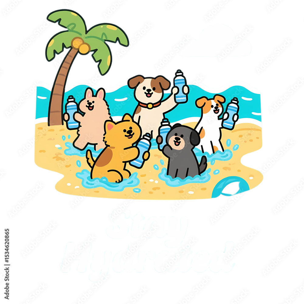 Fototapeta premium Playful Pets & Water Fun