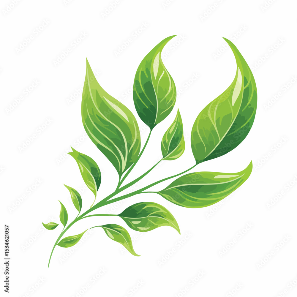 Fototapeta premium Green Leaves Eco Symbol Vector Illustration for Environmental Concepts