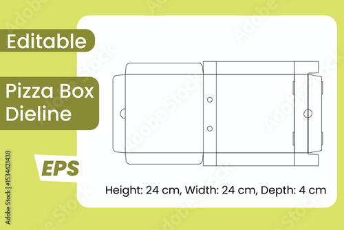 pizza box dieline, dieline, box dieline, editable dieline, editable pizza box template, pizza packaging dieline, die cut pizza box layout, printable pizza box dieline, custom pizza box design