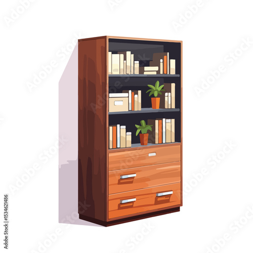 Modern Office Cabinet Vector Illustration for Workplace Organization and Storage Solutions