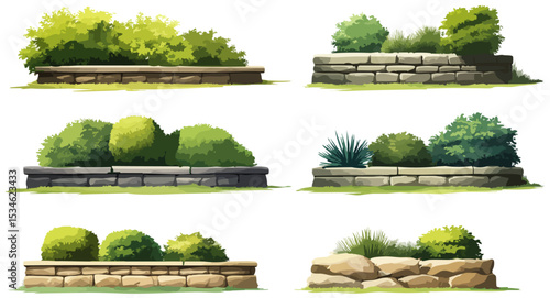 Watercolor effect multiple retaining walls