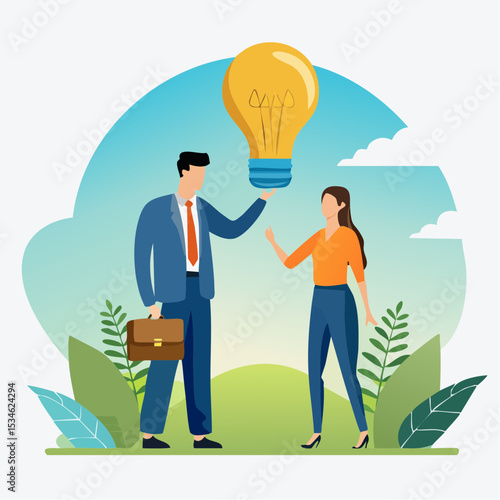 Mentor, advisor to motivate employee or inspiration, training or guidance help personal development to reach success, coaching concept, businessman mentor help employee to get new light bulb ide