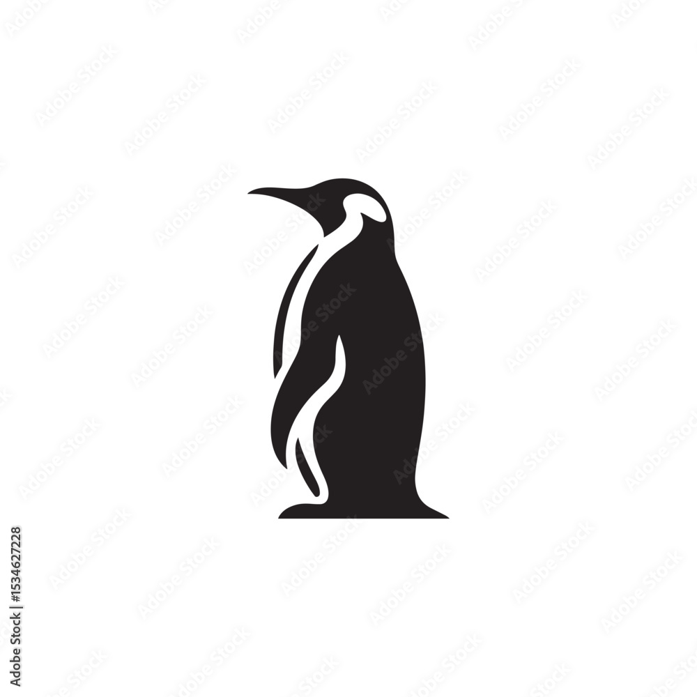 Obraz premium Emperor Penguin Silhouette Vector Art – Majestic Antarctic Bird Design in Bold Black Outline, Minimalist Wildlife Graphic Perfect for Cold Climate Themes, Logos, and Nature Decor 