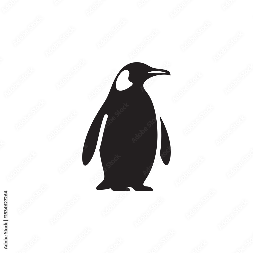 Obraz premium Emperor Penguin Silhouette Vector Art – Majestic Antarctic Bird Design in Bold Black Outline, Minimalist Wildlife Graphic Perfect for Cold Climate Themes, Logos, and Nature Decor 