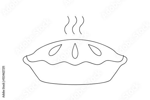 Warm apple pie simple line drawing illustration