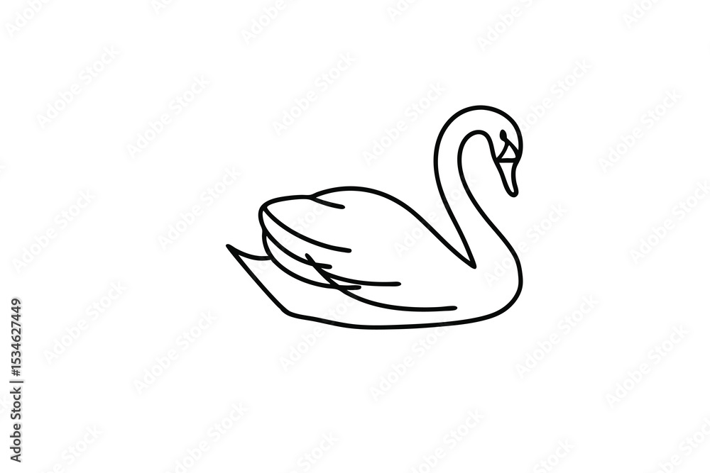 Fototapeta premium Elegant line art swan illustration simple design