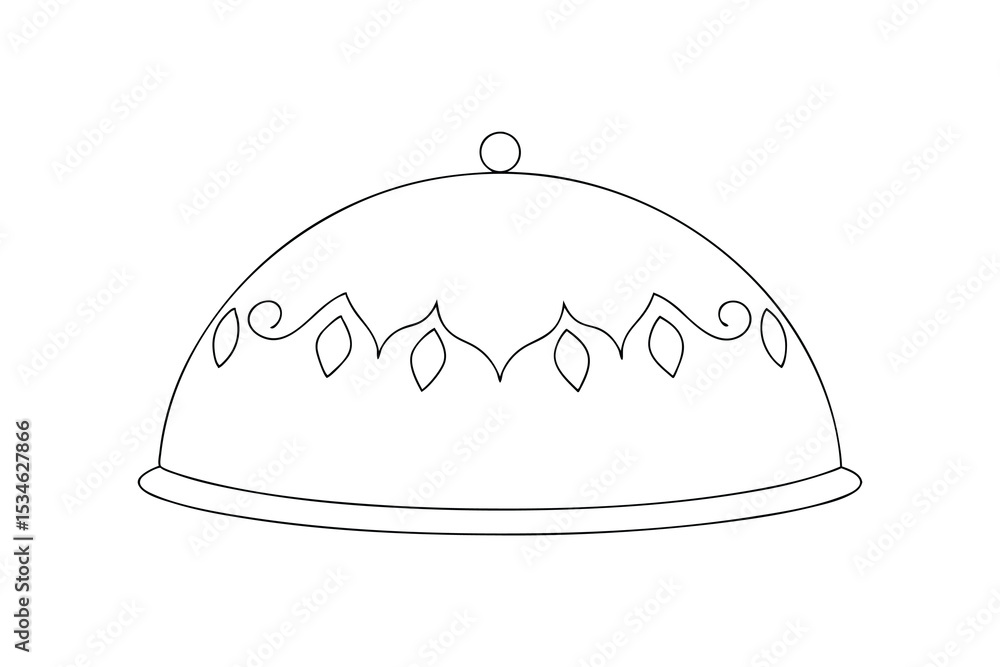 Fototapeta premium Elegant line art design of a dome shaped serving cloche