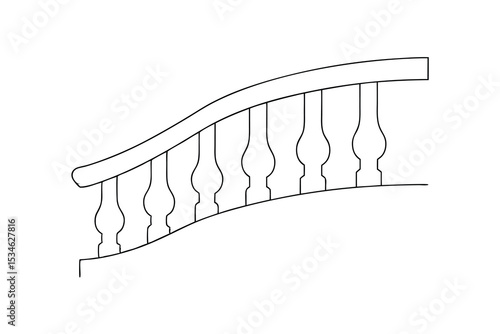 Elegant curved staircase balustrade design architectural drawing