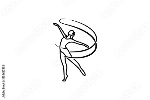 Rhythmic gymnast elegant ribbon dance graceful pose