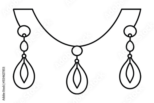 Elegant teardrop necklace and earrings set design outline