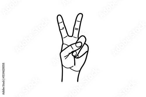 Hand gesture peace sign victory two fingers up