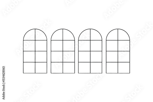 Four arched window panes minimalist line art design