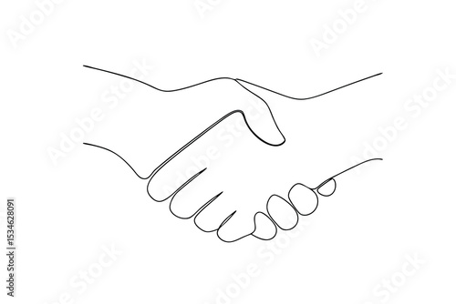 Simple line drawing of two hands shaking in agreement
