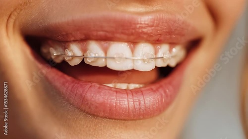 Smile with clear braces on teeth