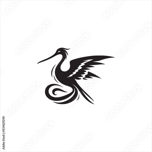 Soaring Frigatebird Silhouette Vector – Majestic Seabird with Inflated Throat Pouch, Long Wingspan, Minimal Black Outline Perfect for Nautical Wildlife Art, Logos, and Decor
