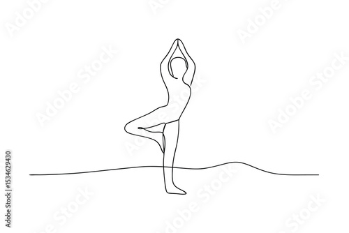 Single line drawing yoga pose minimalist design wellness