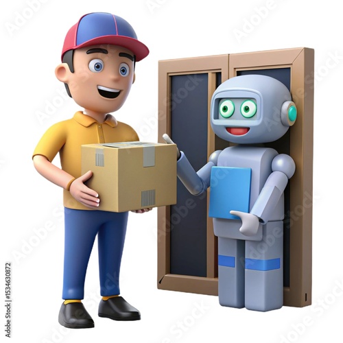 Future of Delivery Human Courier and Robot Assistant Teamwork