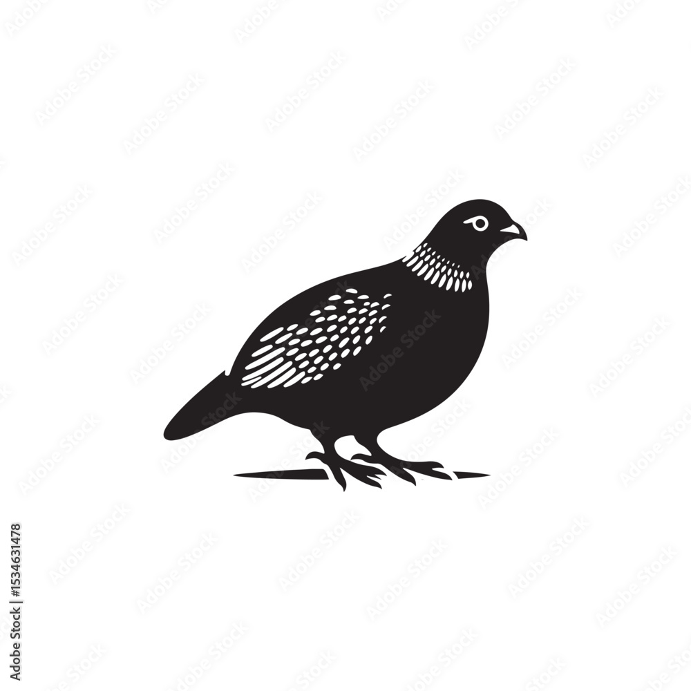 Fototapeta premium Strutting Grouse Silhouette Vector Art – Bold Forest Game Bird Design with Fanned Tail, Minimalist Black Outline for Rustic Wildlife Themes, Hunting Logos, and Nature Decor 