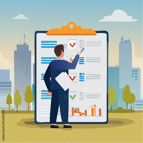 Analyze candidate, employee performance review, evaluation or analysis, choose recruitment applicants, staff or finding right person for job concept, businessman analyzing employee or job candidate