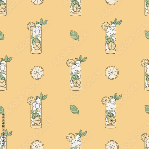 Obraz na plátně Seamless pattern with lemonades