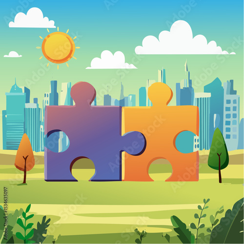 Solve puzzle problem, think of solution, finish or accomplishment, creativity idea or challenge, connect jigsaw piece to resolve work or business trouble, complete jigsaw puzzle