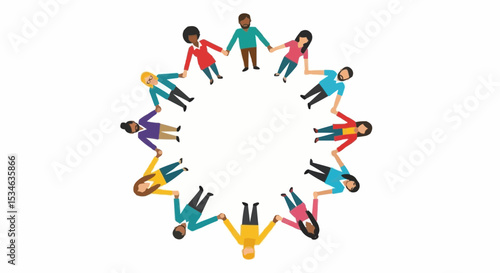 Community people holding hands circle unity teamwork collaboration partnership connection diversity inclusion 100