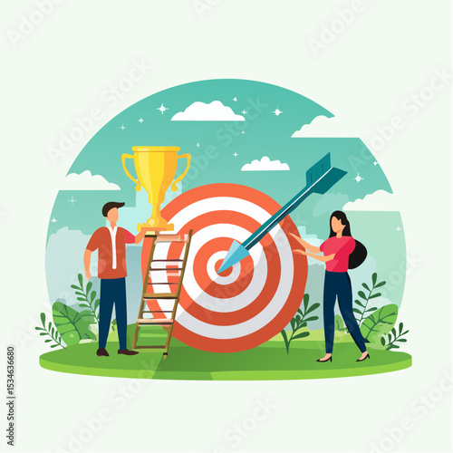 Strategic planning, plan to overcome difficulty or obstacle to reach goal or target, team brainstorm or competitor analysis, business success concept, business team planning for success tactic char