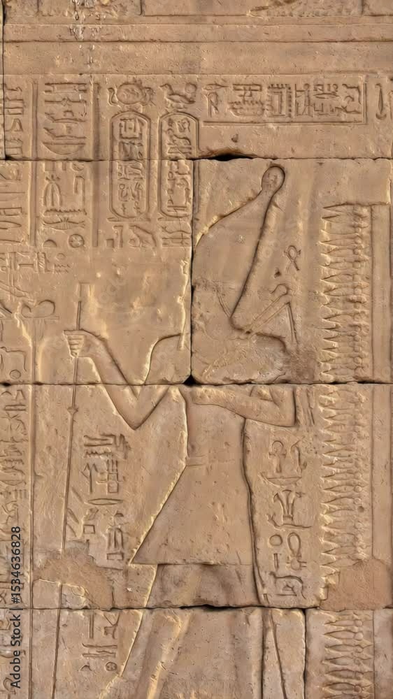 Intricate hieroglyphs adorn ancient stone walls, revealing the rich culture and history of Egypt. 4K VIDEO. Intricate hieroglyphs adorn ancient stone walls, revealing the rich culture and history of Egypt. 4K VIDEO.