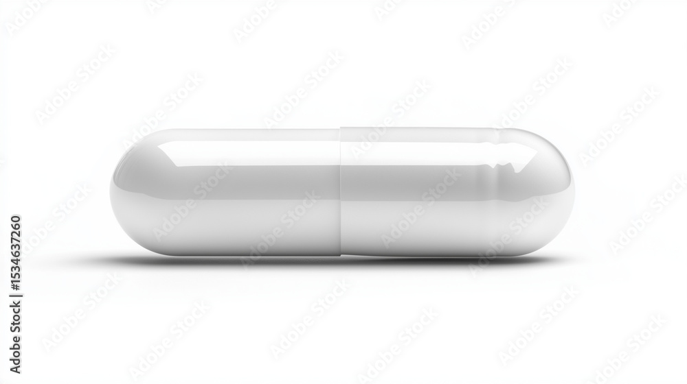 A plain white capsule isolated on a white background, emphasizing its clean, minimal design and pharmaceutical appearance.
A plain white capsule isolated on a white background, emphasizing its clean, minimal design and pharmaceutical appearance.