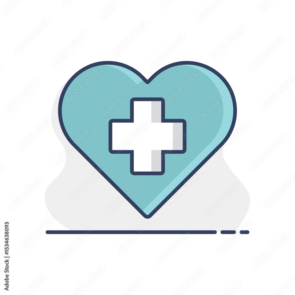 Fototapeta premium Cross inside heart vector icon. Medical sign