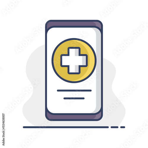 Smartphone with medical cross vector icon