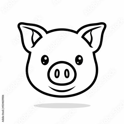 A simple, cartoonstyle drawing of a pigs face. Black outline, white fill, minimal detail.