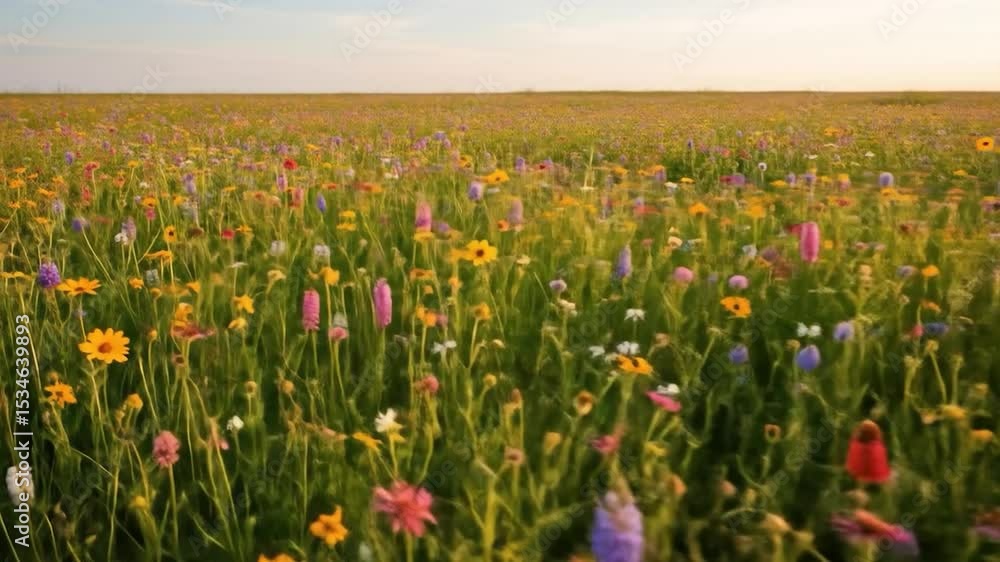 A vast field of wildflowers in vibrant colors. A panorama of colorful blossoms in a meadow, swaying gently in the breeze. Soft, diffused light bathes the scene, highlighting the multitude of hues A vast field of wildflowers in vibrant colors. A panorama of colorful blossoms in a meadow, swaying gently in the breeze. Soft, diffused light bathes the scene, highlighting the multitude of hues