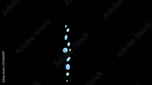 Pack of 6 clips of water 2D cartoon bubbles on a transparent alpha channel