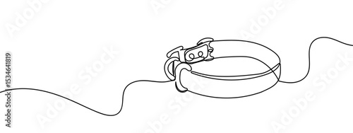 Continuous line pet collar Hand drawn vector art lines on transparent background. Editable strokes.