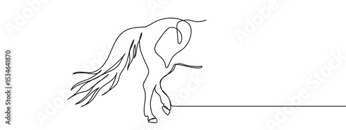 Continuous line, horse's tail Hand drawn vector art lines on transparent background. Editable strokes.