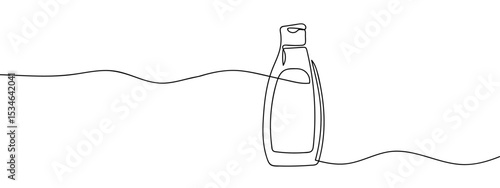 continuous line shampoo bottle Hand drawn vector art lines on transparent background. Editable strokes.