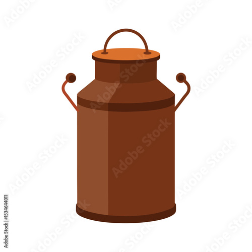 Rustic Brown Milk Can Illustration Vintage Dairy Farm Design Element