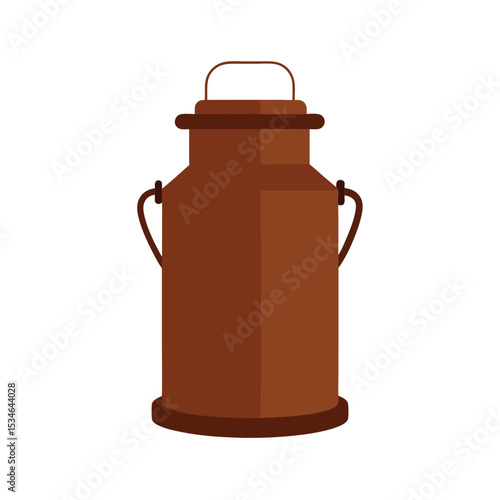 Rustic Brown Milk Can Vintage Dairy Farm Illustration