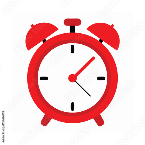 Classic Red Alarm Clock Time Management and Punctuality Icon