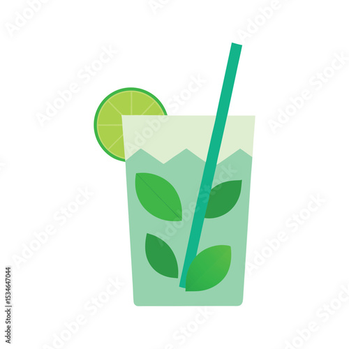 Refreshing Mojito Cocktail Illustration Mint, Lime, and Summer Vibes