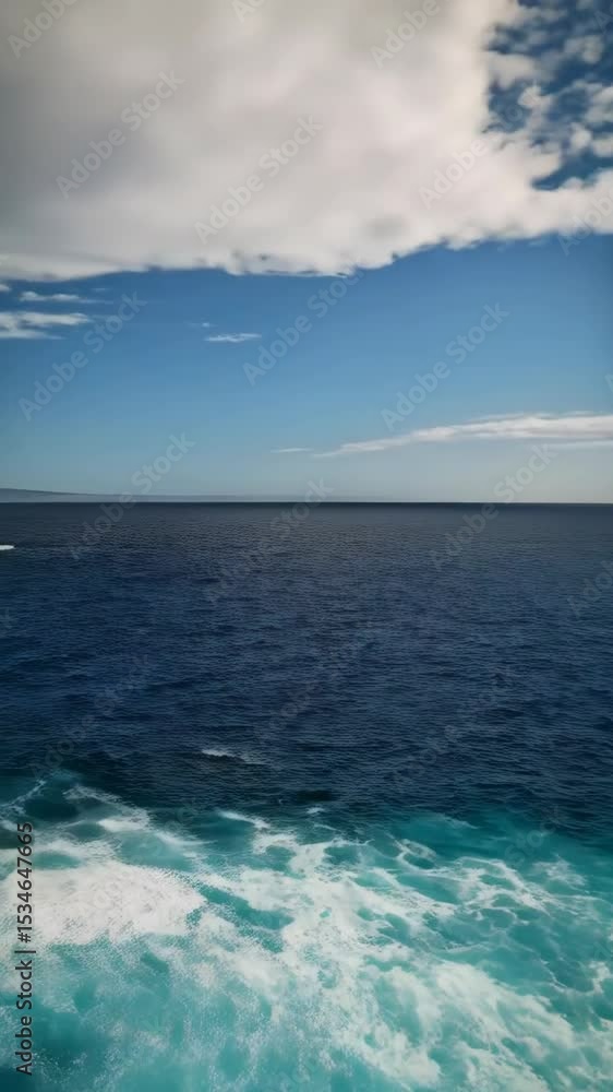 Ocean waves crashing against a rocky cliff with green trees under a blue sky with clouds creates an amazing landscape. Ocean waves crashing against a rocky cliff with green trees under a blue sky with clouds creates an amazing landscape.
