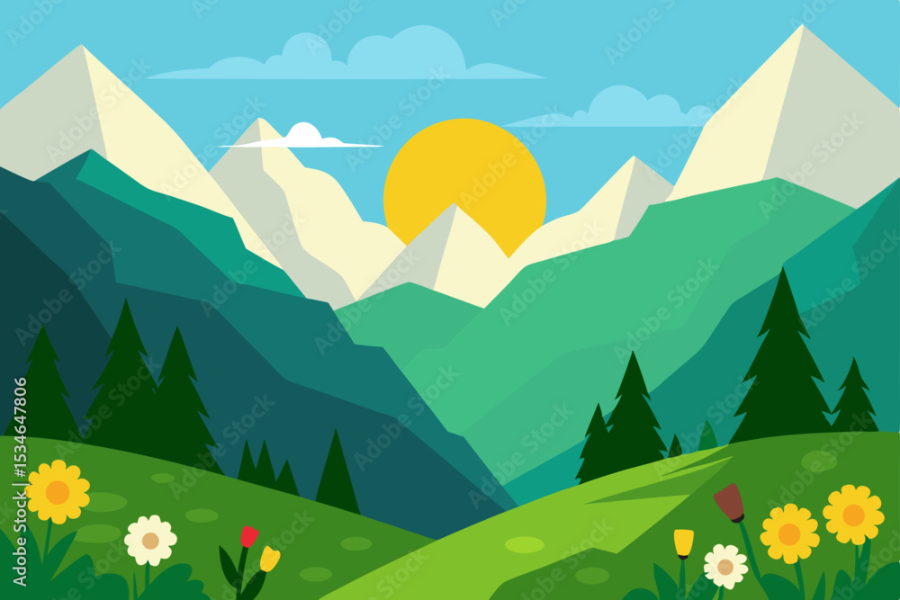 Obraz premium summer landscape with mountains