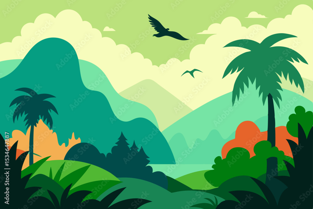 Obraz premium tropical landscape with palm trees