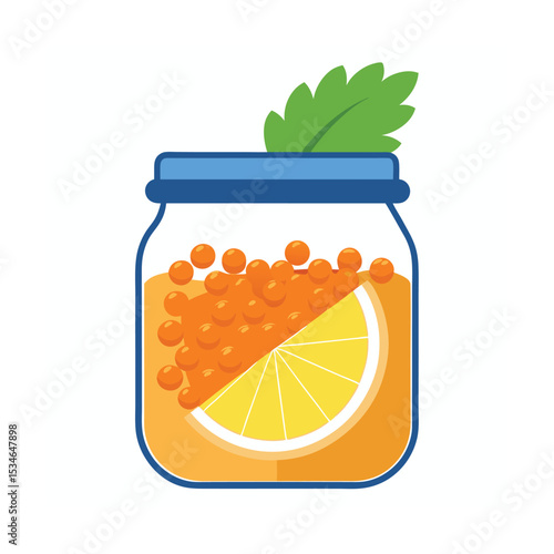 Citrus Burst Refreshing Lemon and Orange Caviar Jar Concept