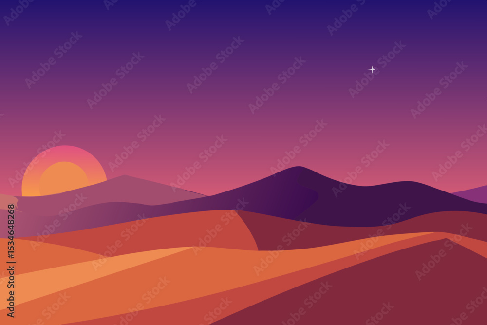 Obraz premium vector illustration of desert landscape