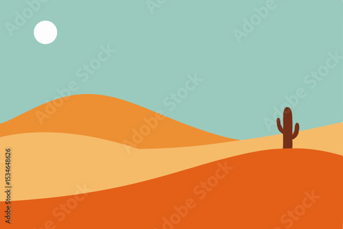 
Desert landscape with a walking camel and a man at sunset, showcasing the vast sand dunes and oran