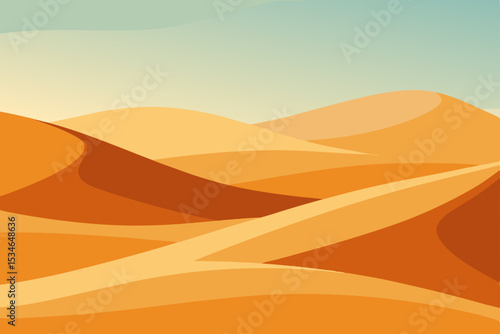 Fiery sunset over Sahara desert dunes, a dry, hot landscape perfect for adventure travel